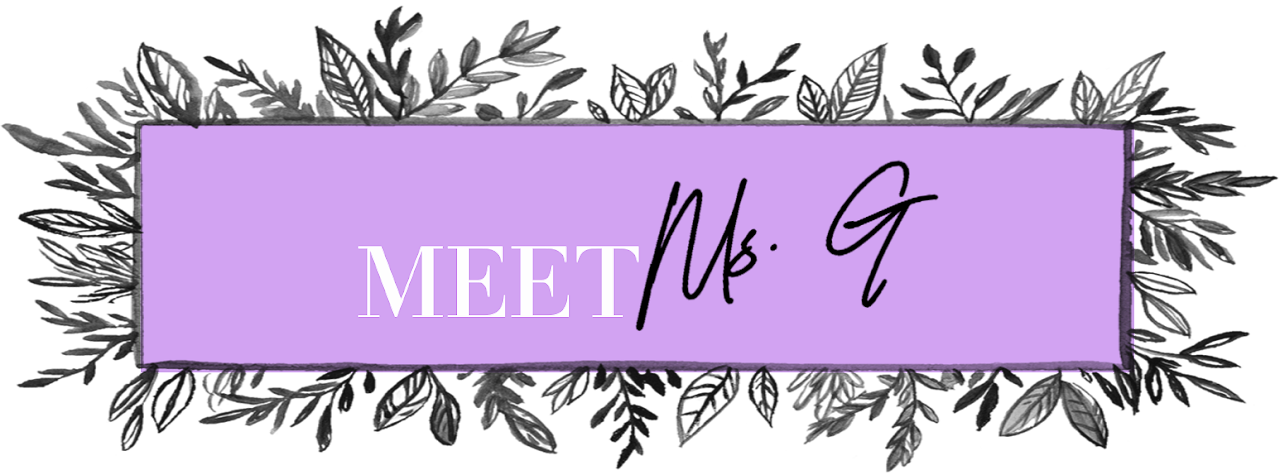 meet ms g header with purple background and floral border
