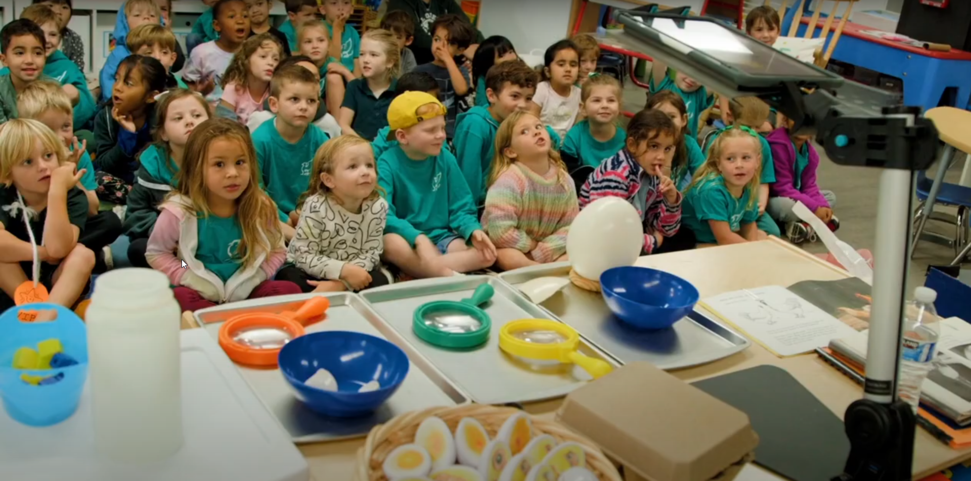 L.R. Green students learning about hatching chickens.
