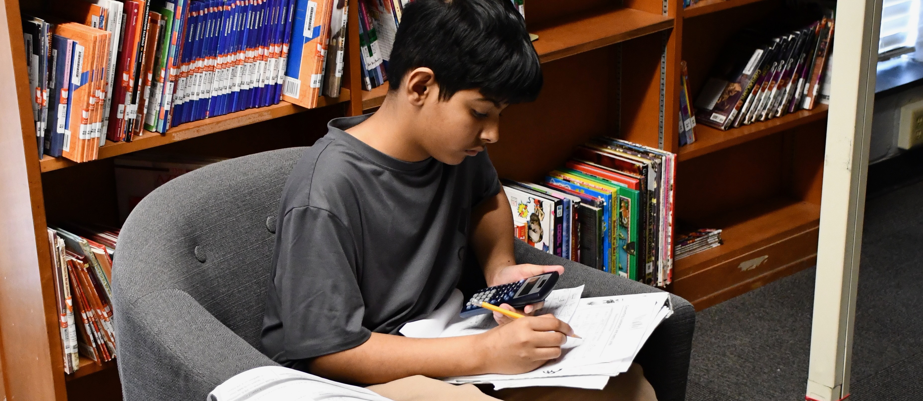 Student in Library