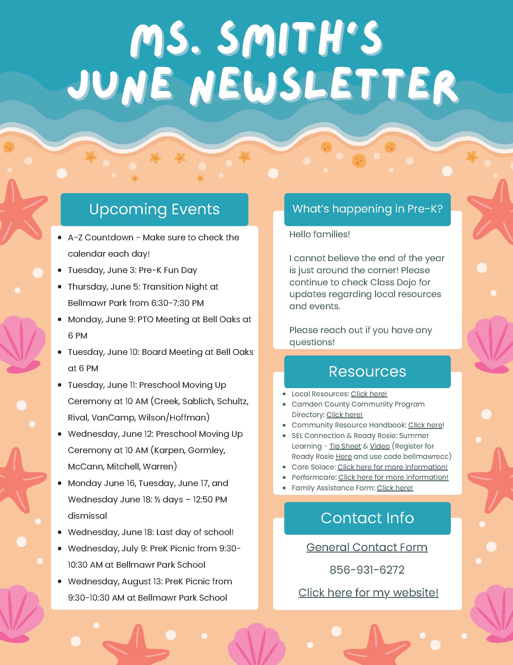 Ms. Smith's June Newsletter