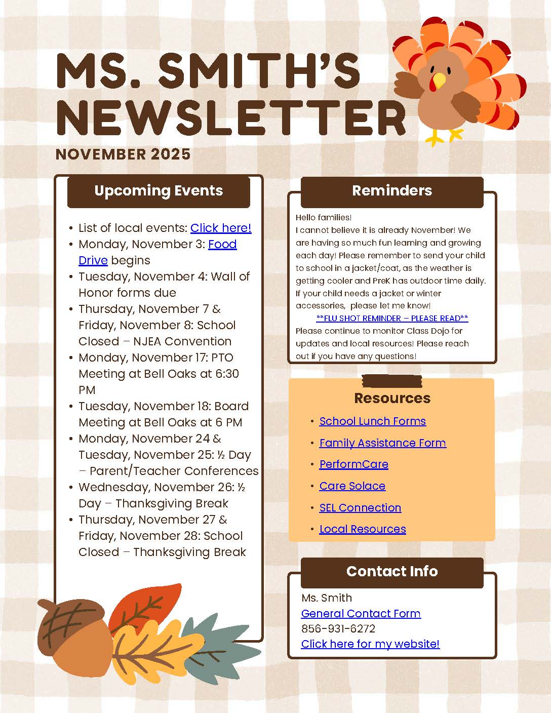 Ms. Smith's November Newsletter