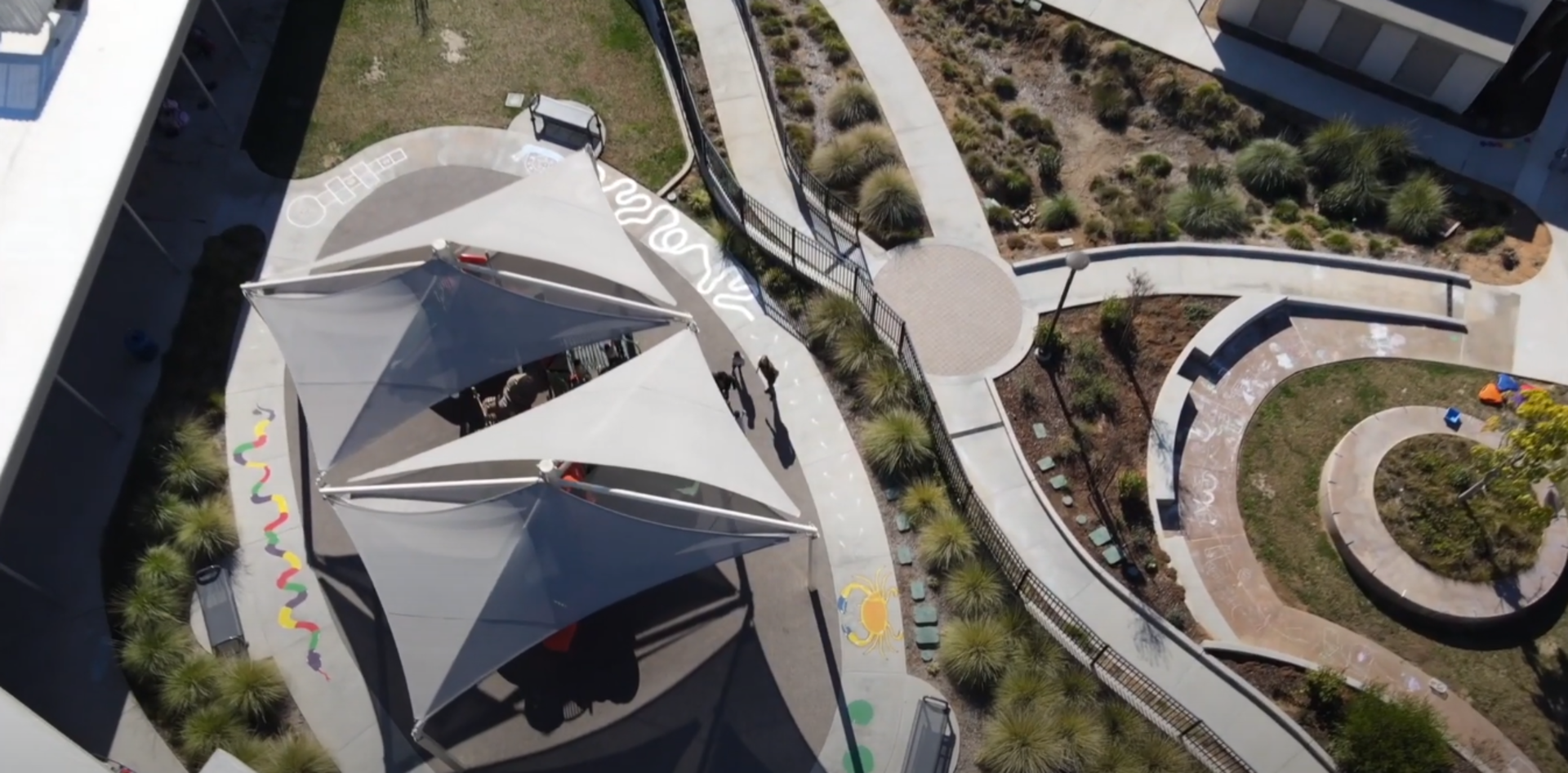 Overhead view of the Orange Glen playground structure.