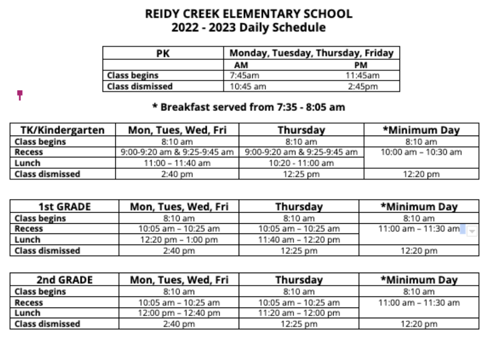 bell-schedules-reidy-creek-elementary