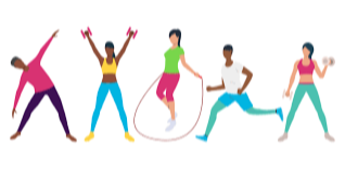 Illustration of several people exercising.