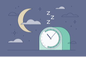 Illustration of clock and moon