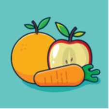 Image of carrot, apple and orange