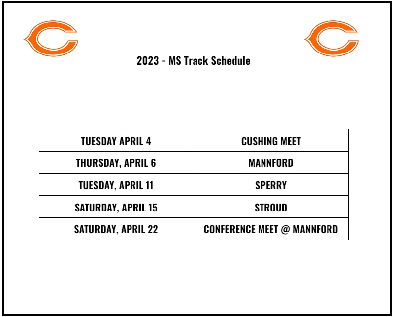 MIDDLE SCHOOL TRACK SCHEDULE