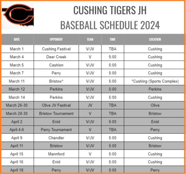 CMS Baseball schedule 2024
