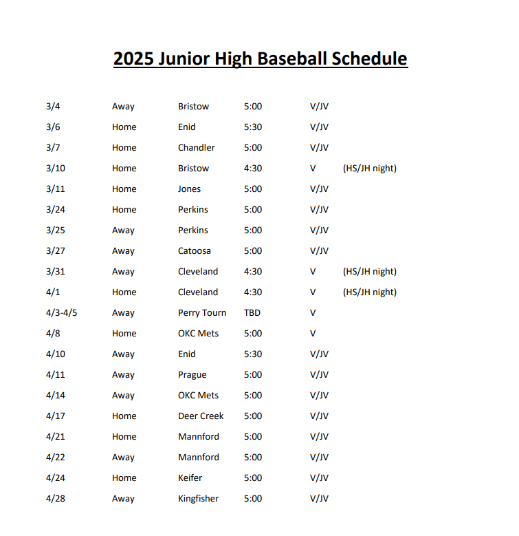 baseball schedule