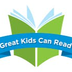 great kids can read book logo green blue
