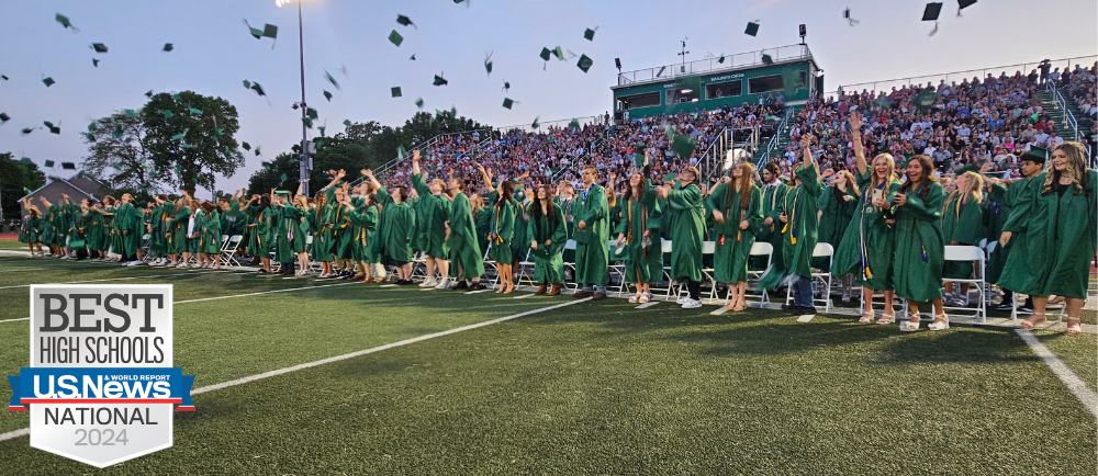 Graduates throwing caps