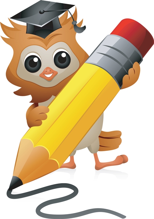 Owl with pencil