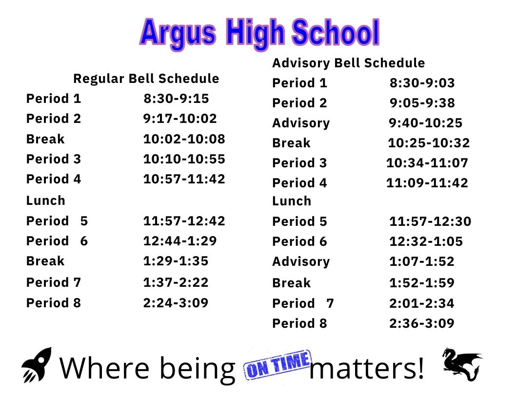 Bell Schedule Argus and Endeavor High School