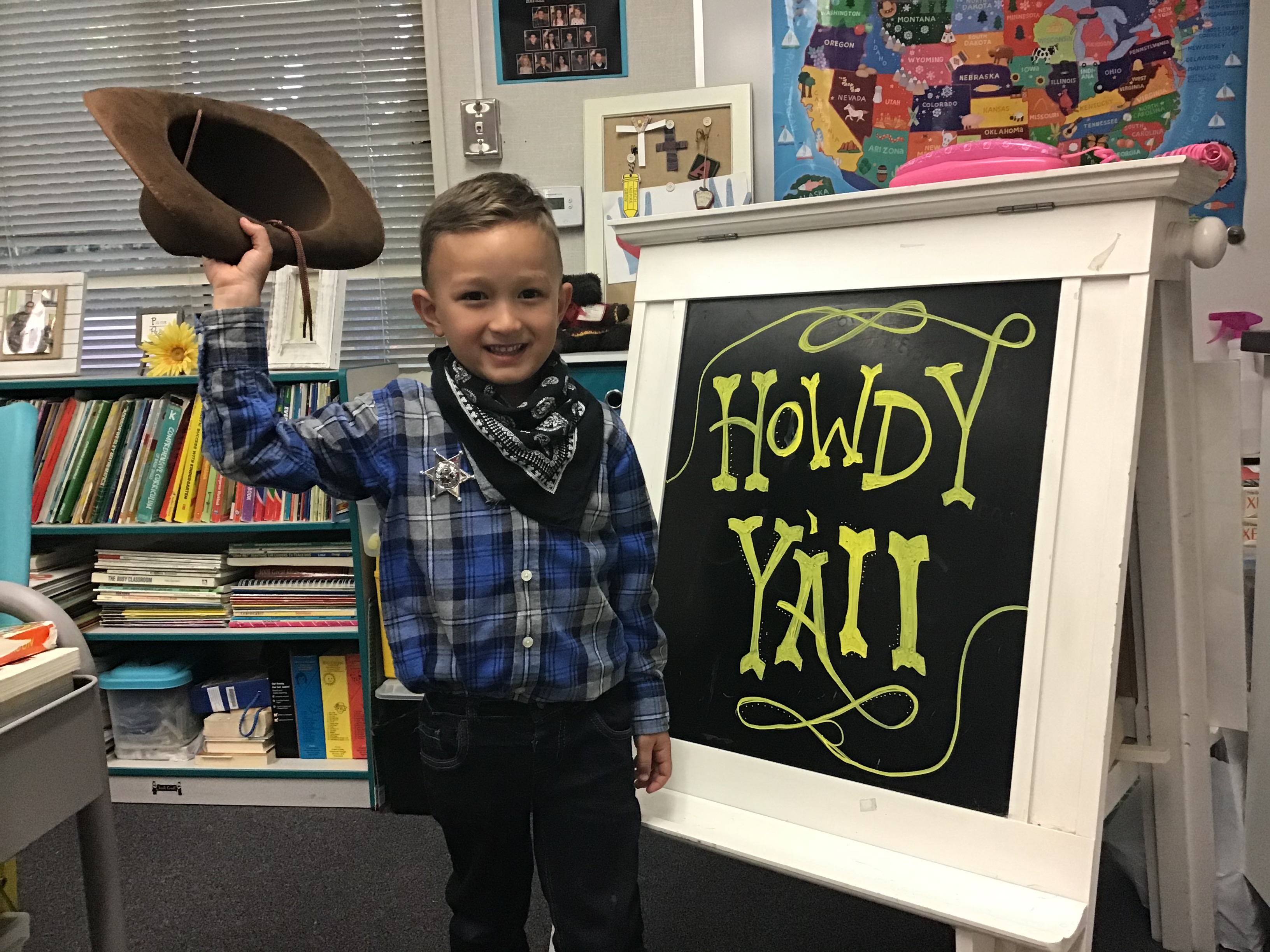 Preschool student dressed as a cowboy