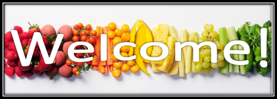 Welcome banner with fruits