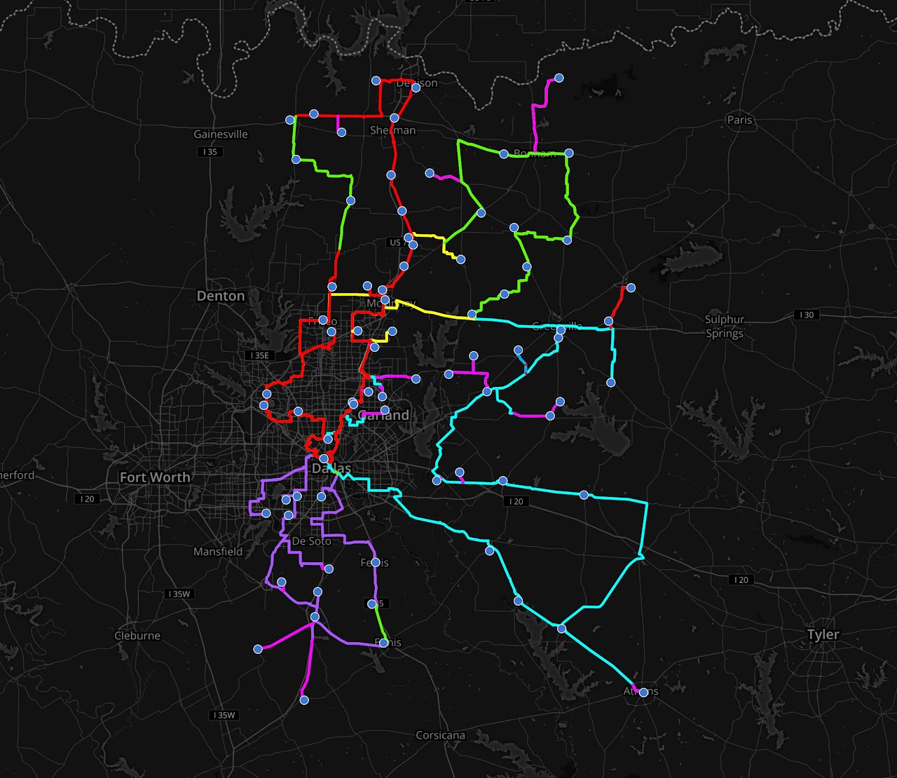 Map showing locations on the Region 10 Fiber 10 Network. Current as of May 2023.