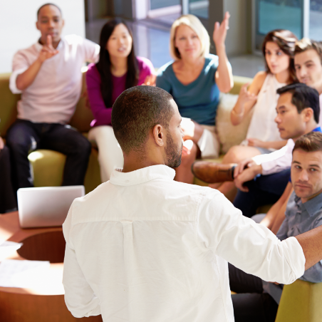 group of people at a conference