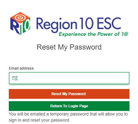 Screenshot of reset my password page