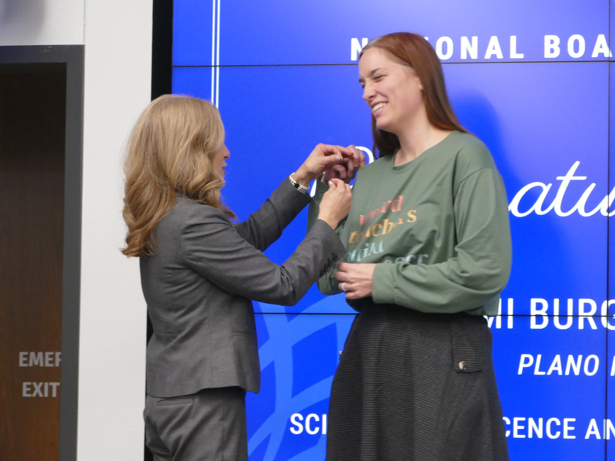 Superintendent pinning a candidate