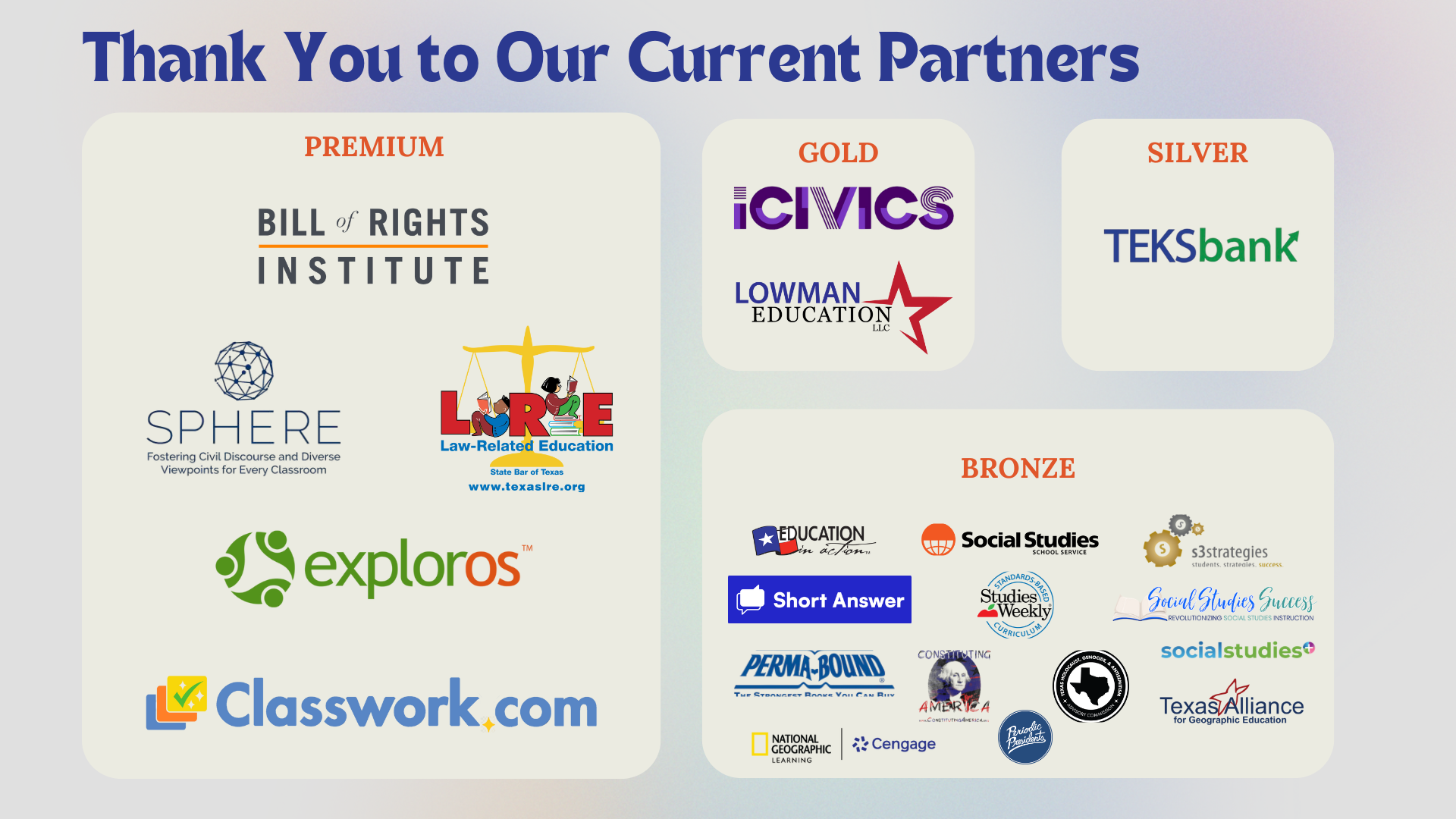 Thank You to Our Current Partners