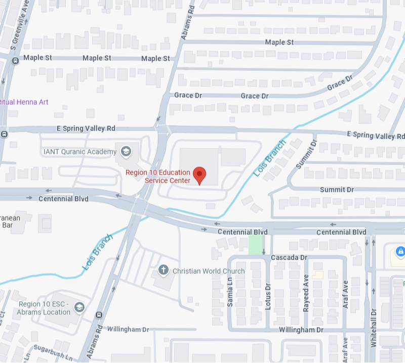 Google map location of Region 10 ESC - click to open Google Map site