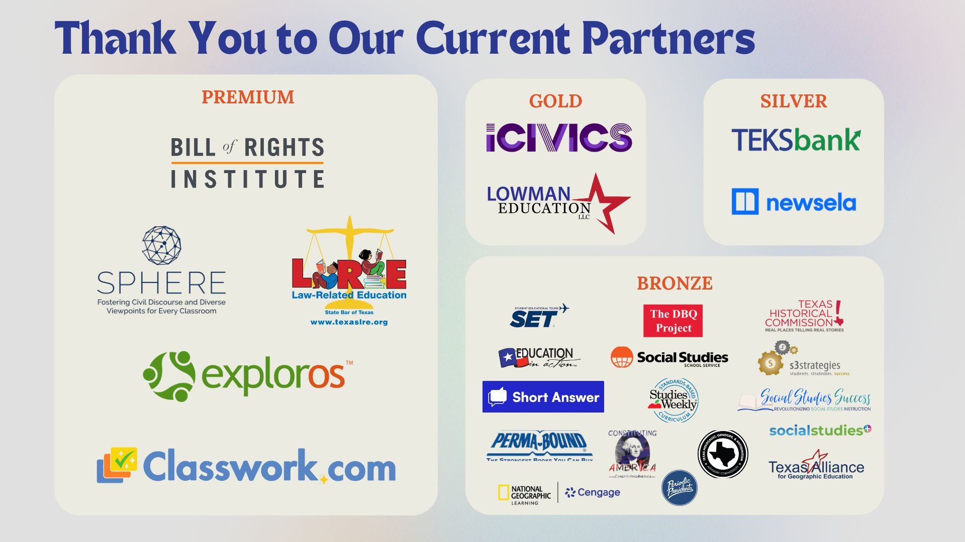 Thank You to Our Current Partners