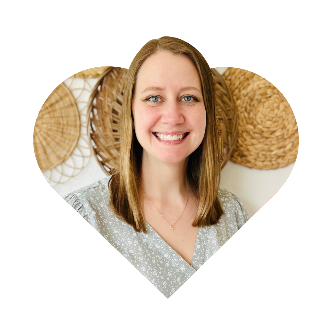 A headshot of Kerri Newman inside a heart