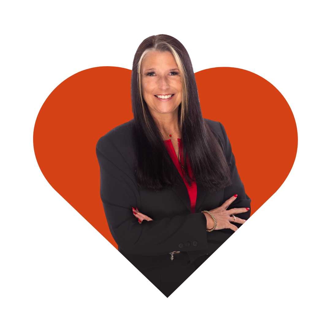 Headshot of Lori Gonzalez inside a heart