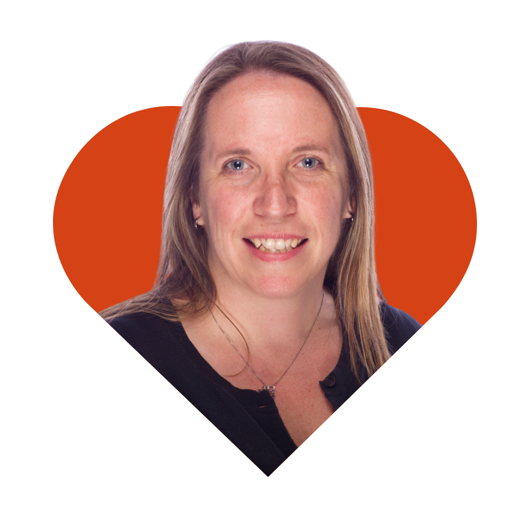 Headshot of Amanda Mlinarich in a heart