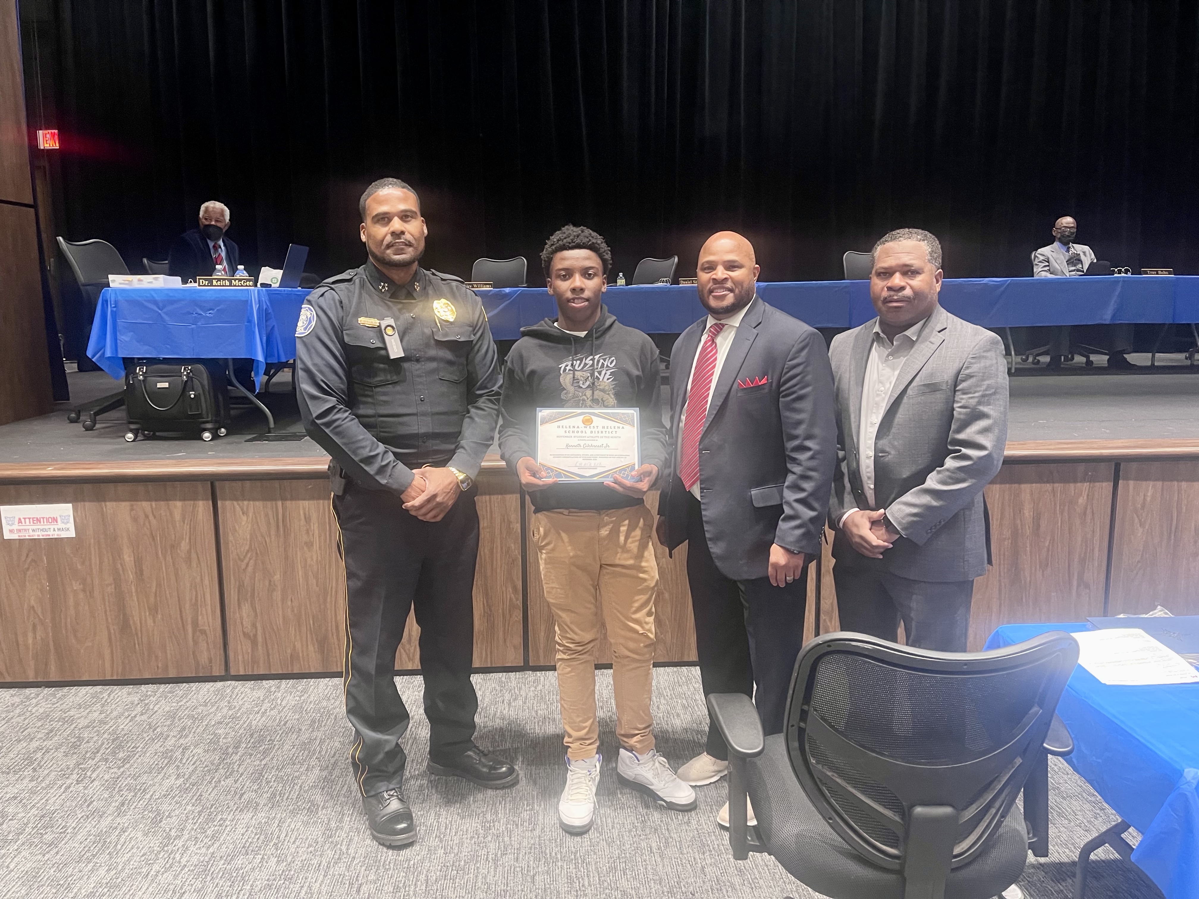The Jr. High Athlete of the Month is Kenneth Gilchreast Jr. K.J. led our 7th grade football team to an undefeated season. He stepped in when called upon to play quarterback and free safety for the 9th grade team. He led the team in TD passes and completion rating.