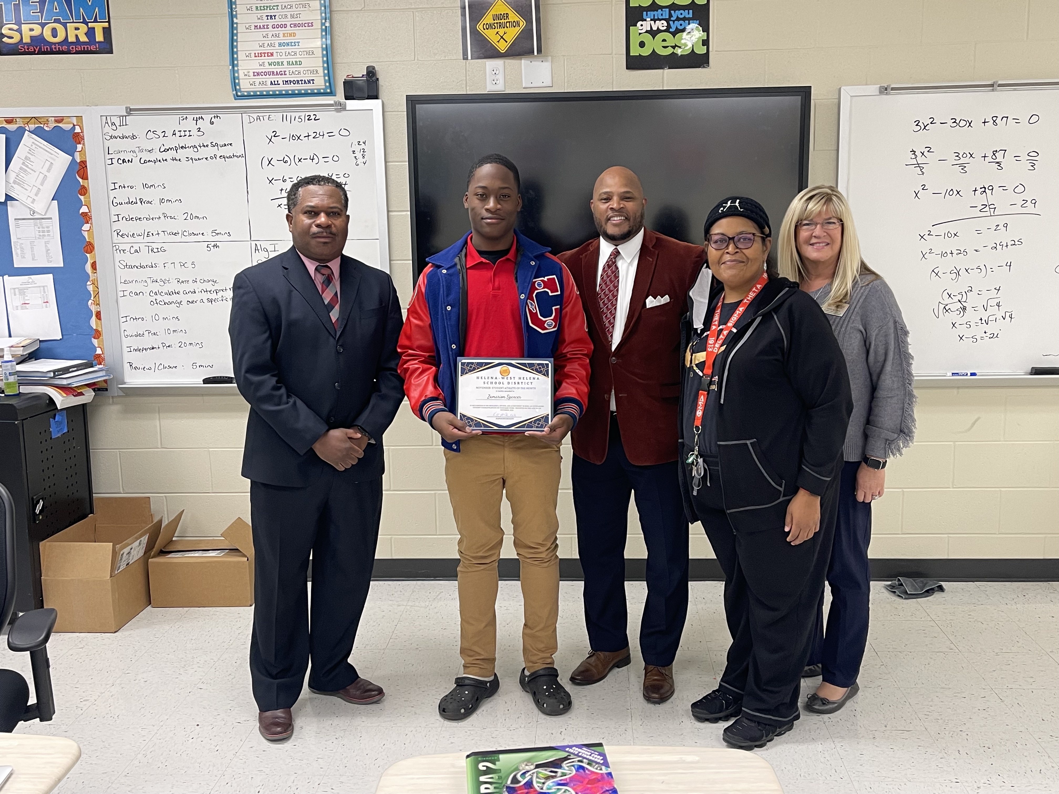 Central High School  Sr. High Athlete of the Month is Zamarion Spencer. Zamarion was the starting quarterback and defensive back for the Sr. High football team. He was a team captain and showed outstanding leadership throughout the season. He was on the honor roll for the 1st 9 weeks.