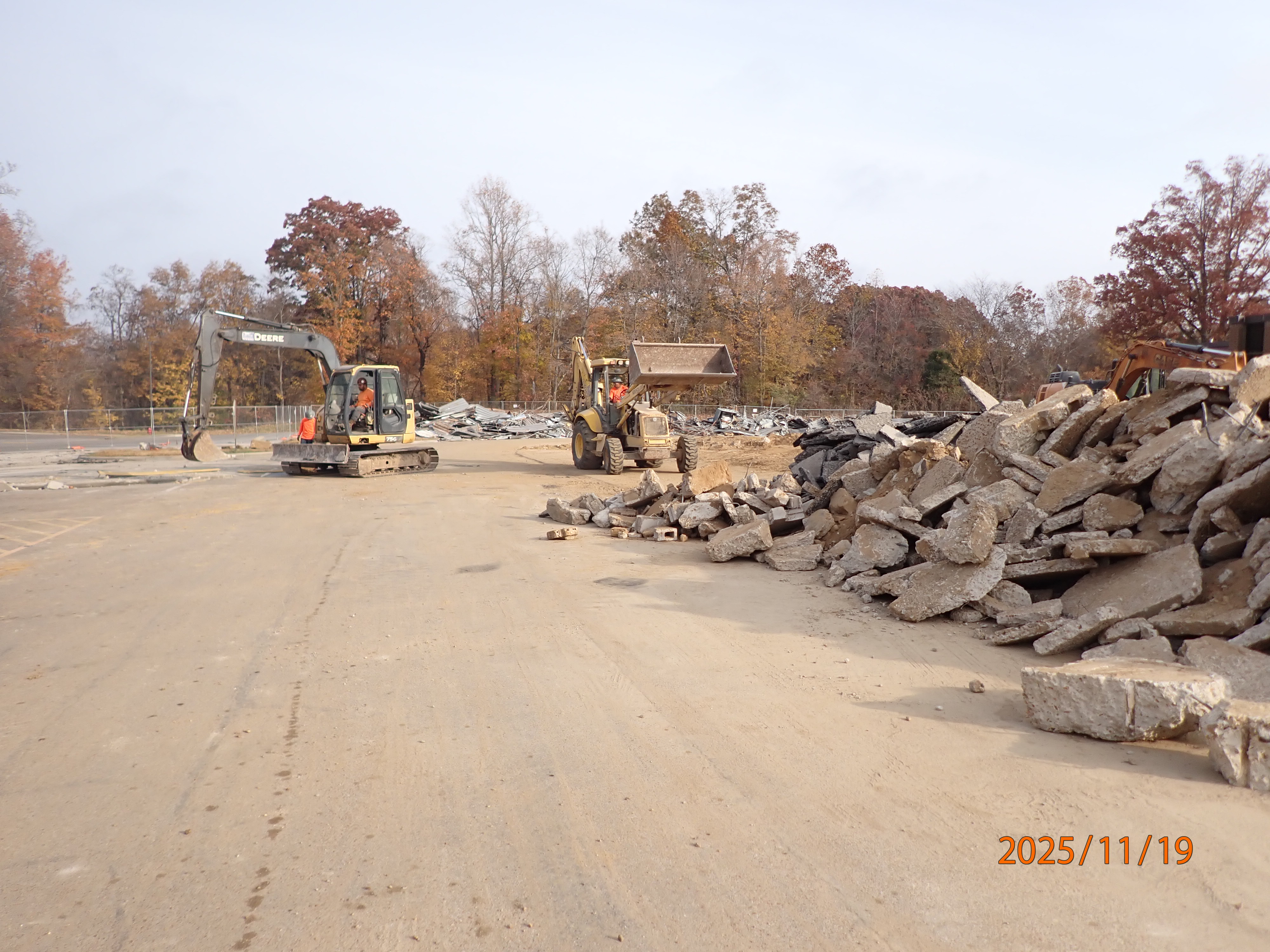Construction workers making progress on the new addition at J.F. Wahl Elementary