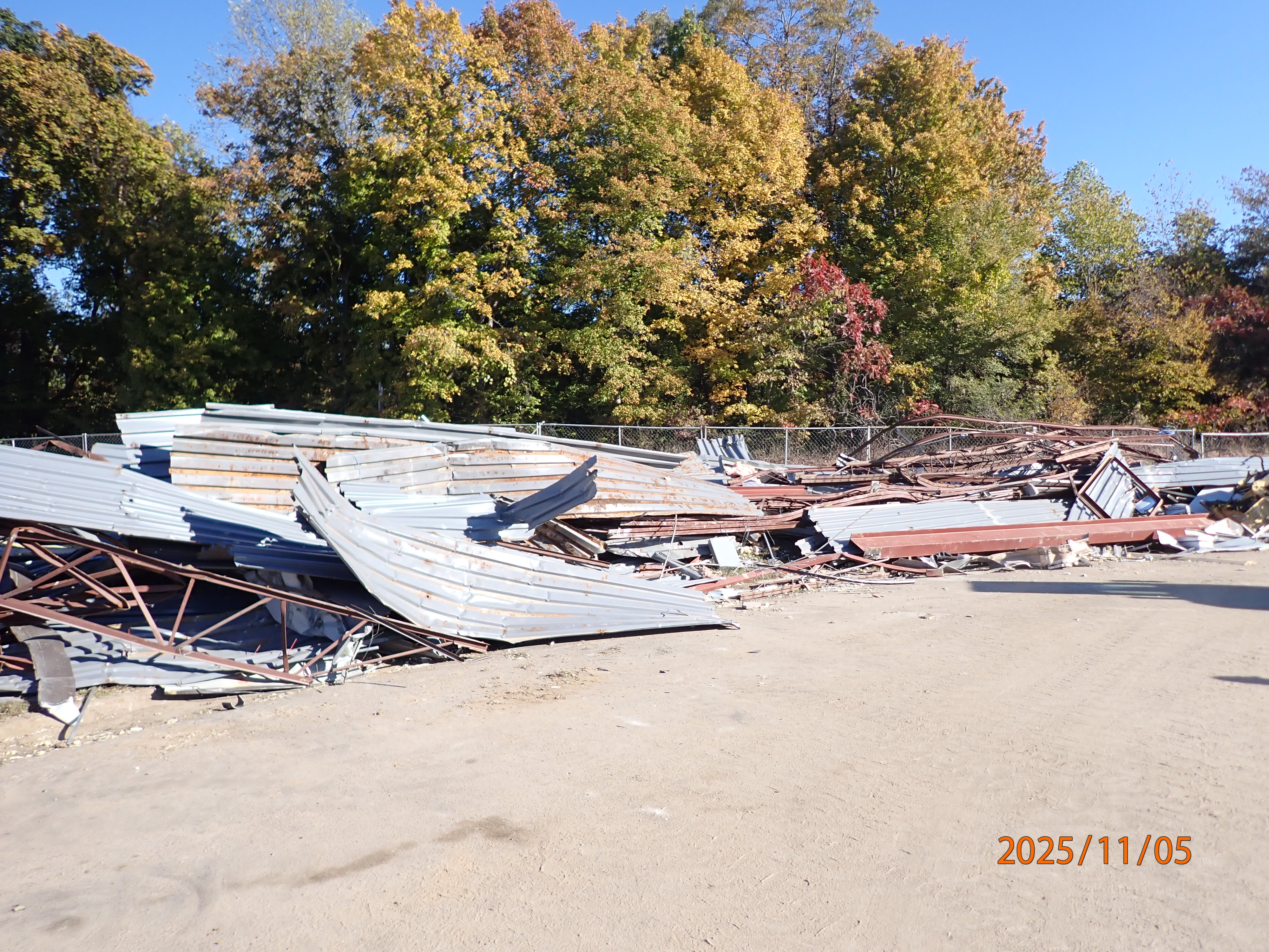 Materials from the demolition the building and slab.
