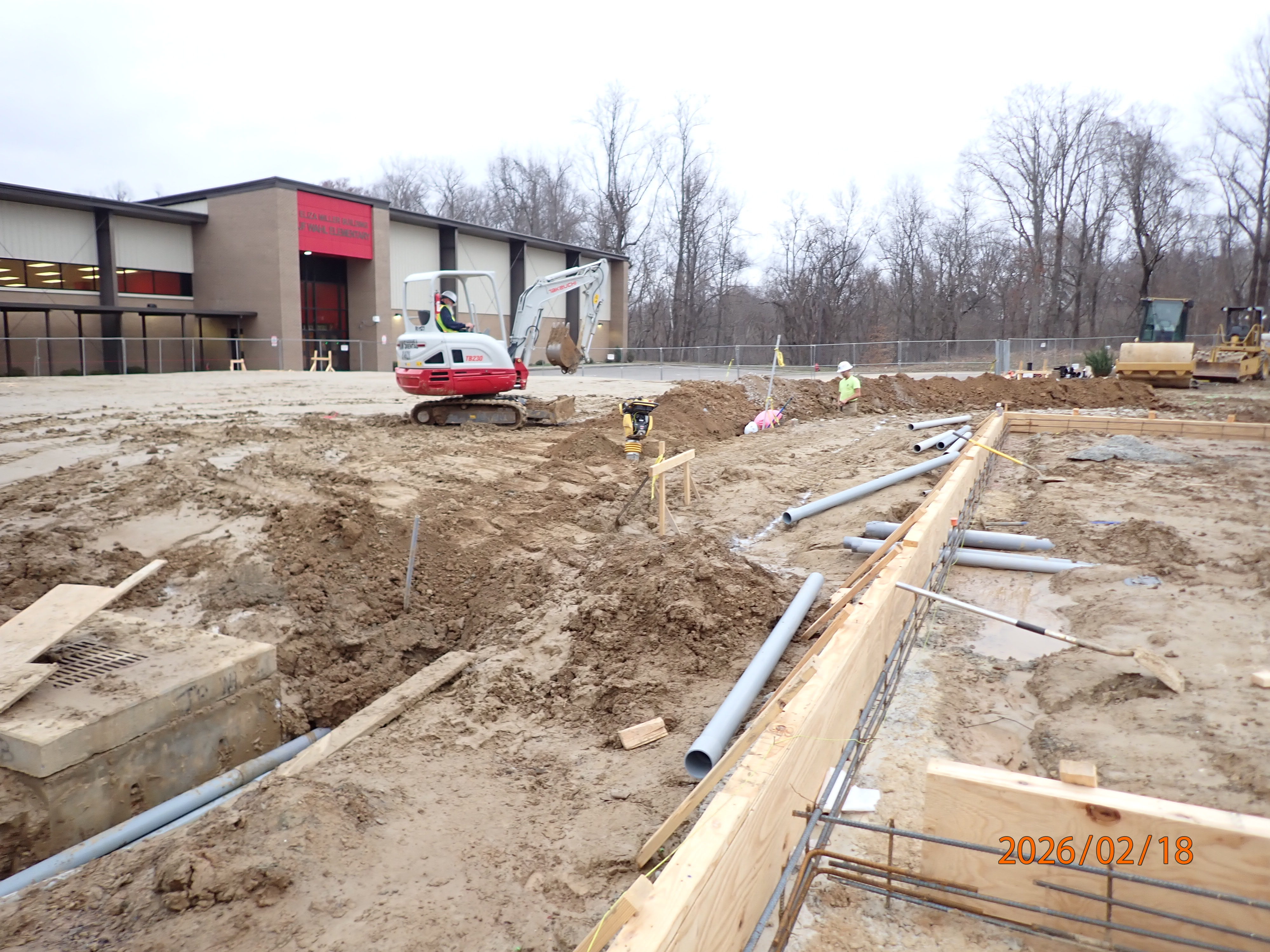 Construction site at J.F. Wahl Elementary for the new addition