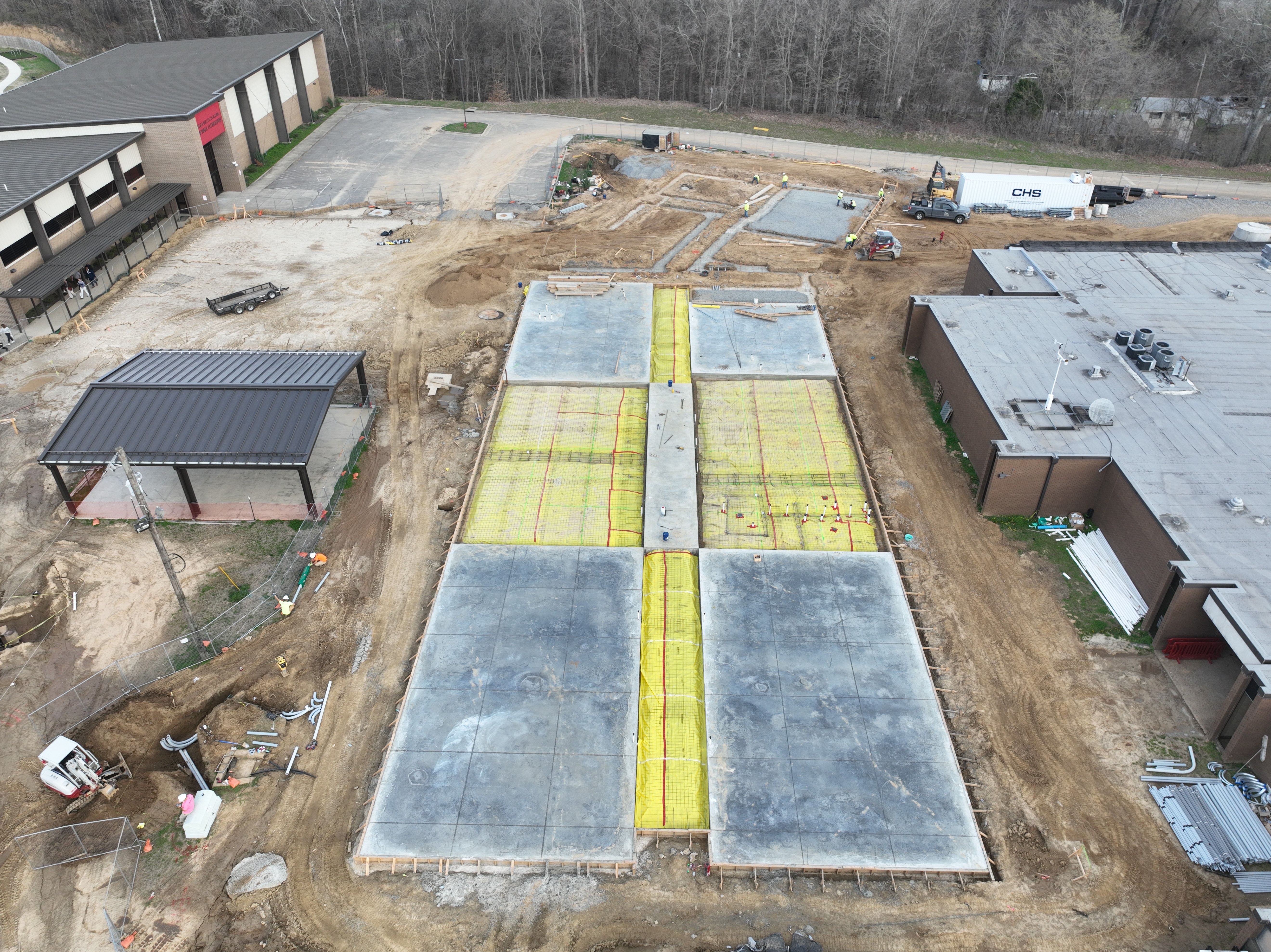 Aerial view of the poured slab