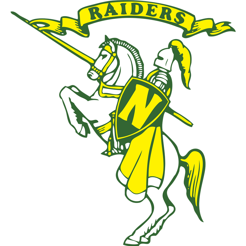 raider logo (knight on horse - green white and yellow)
