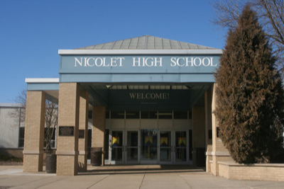 picture of nicolet high school's front entrance