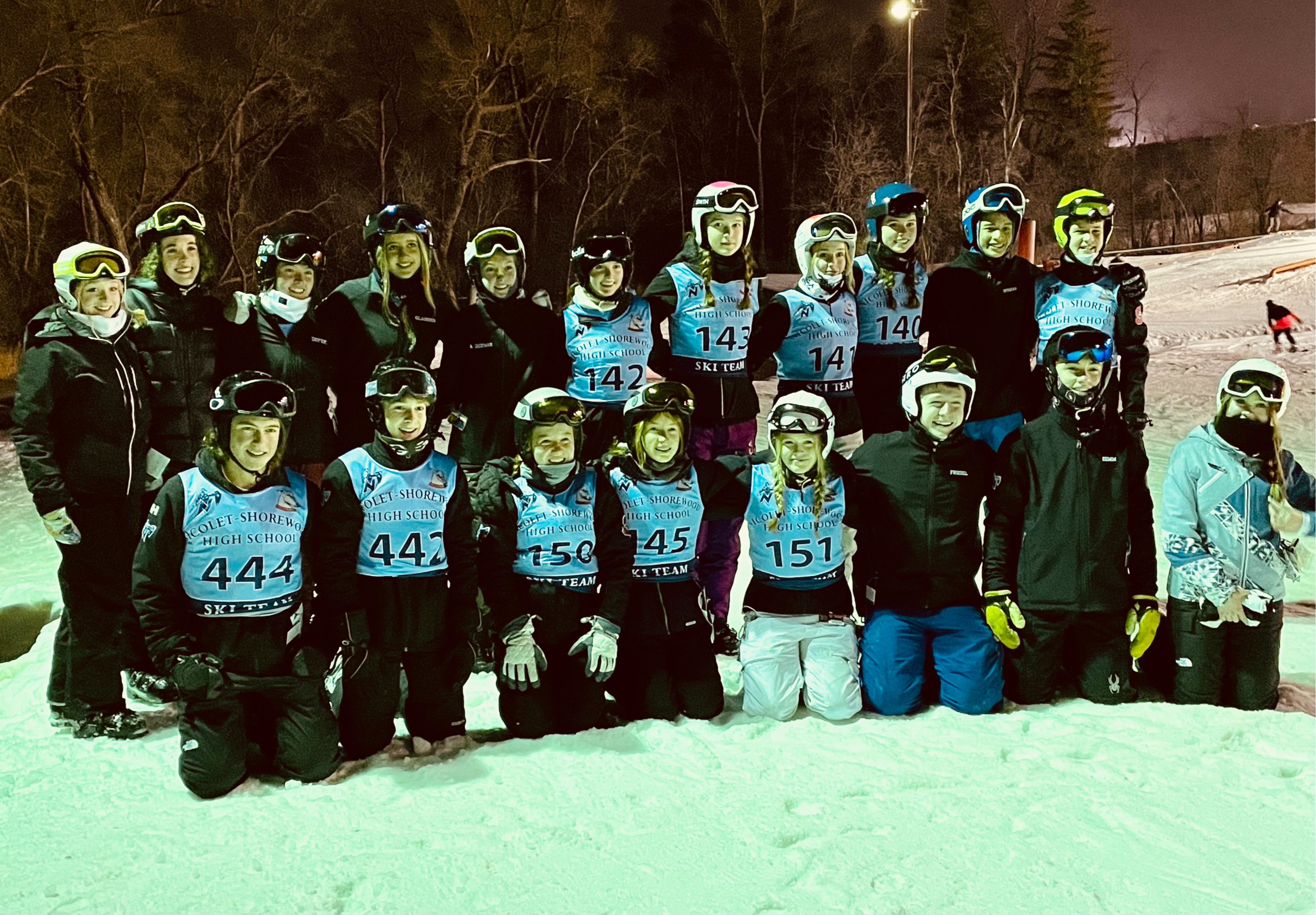 team picture of the nicolet ski team posing for a picture
