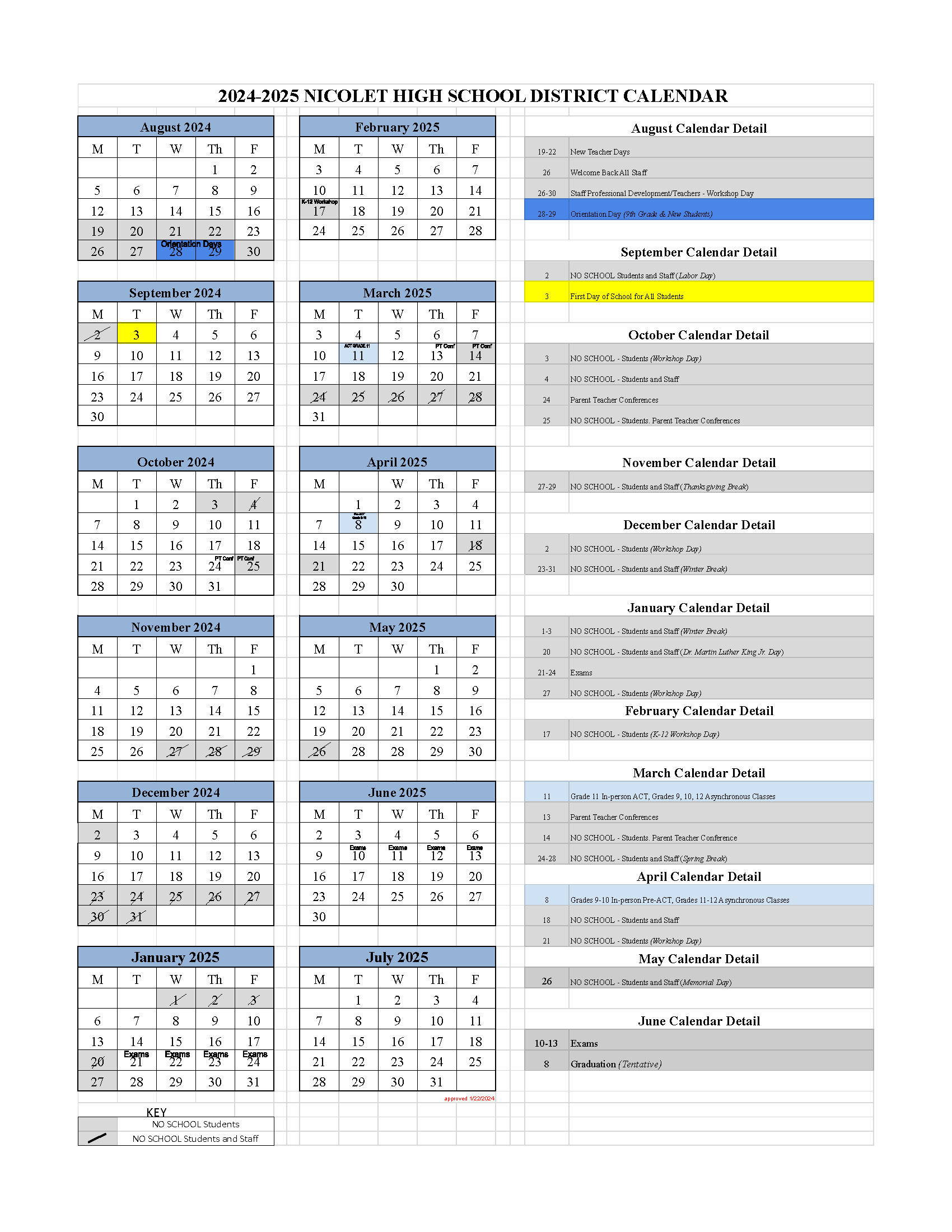 picture of Nicolet Union High School Daily A/B Schedule