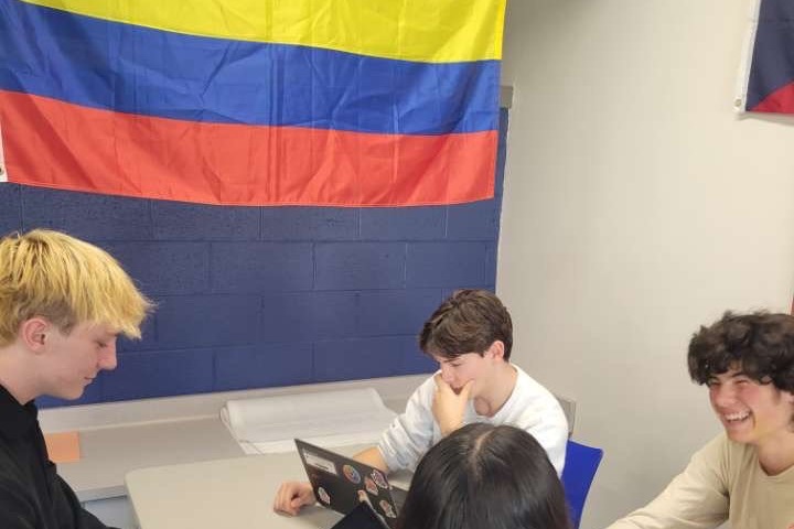 a group of students laughing