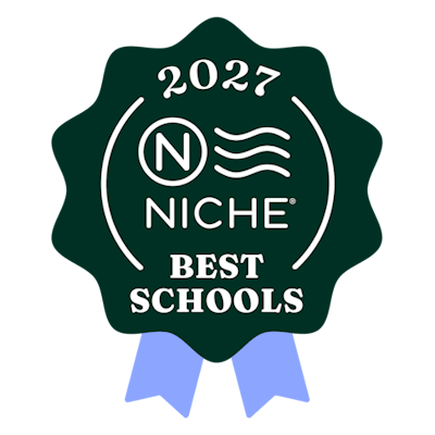 a green logo stating best schools