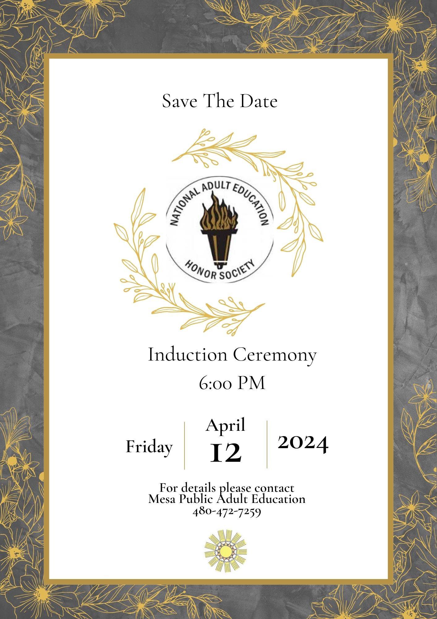 Honor Society Induction Ceremony: 6pm, April 12
