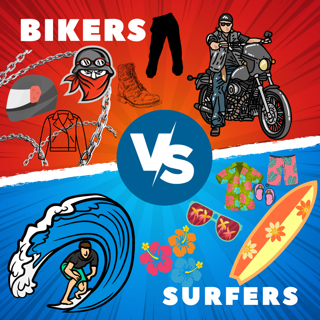 Bikers vs. Surfers pep rally on Friday 10/6