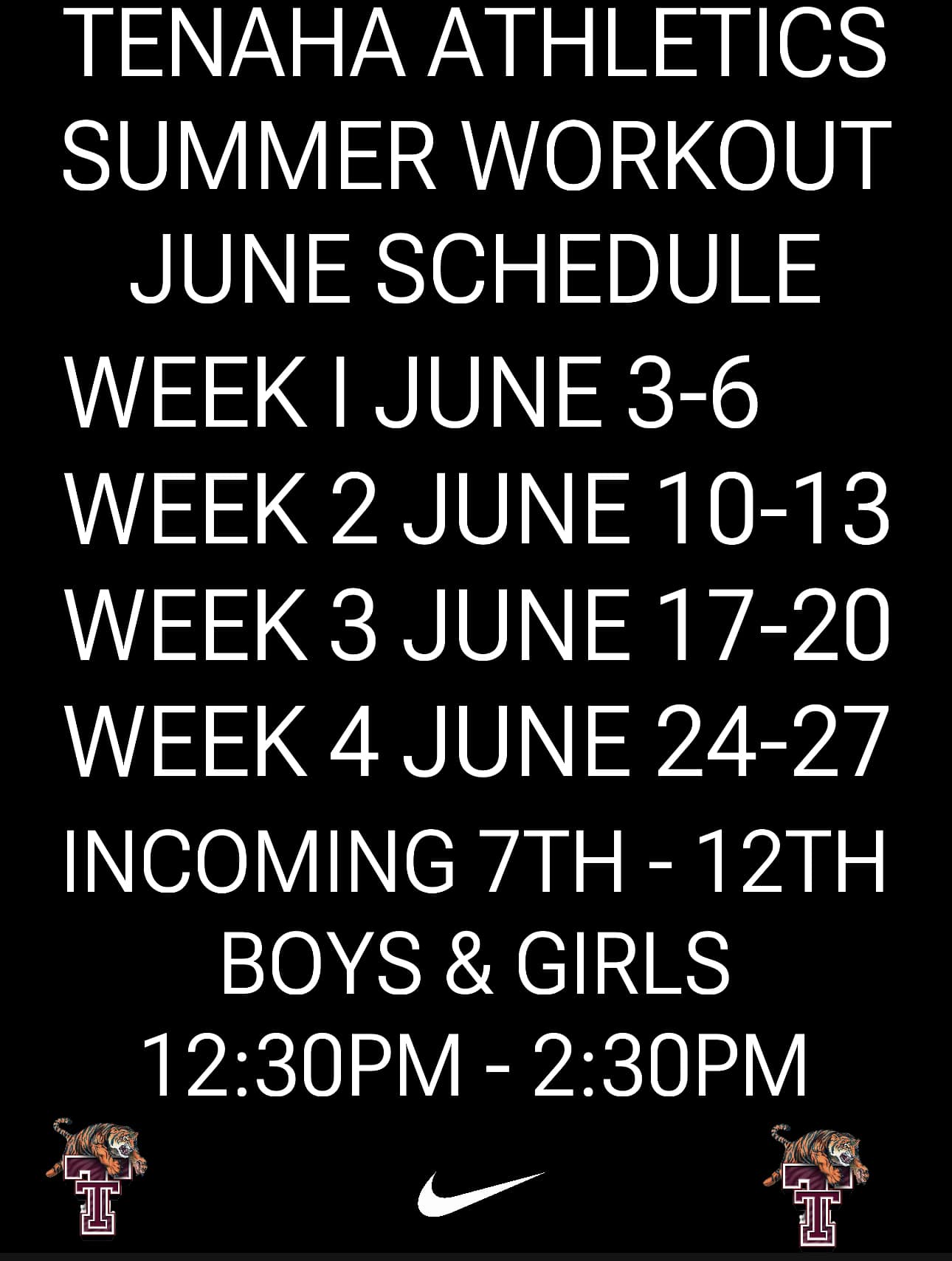 Summer Workout Schedule