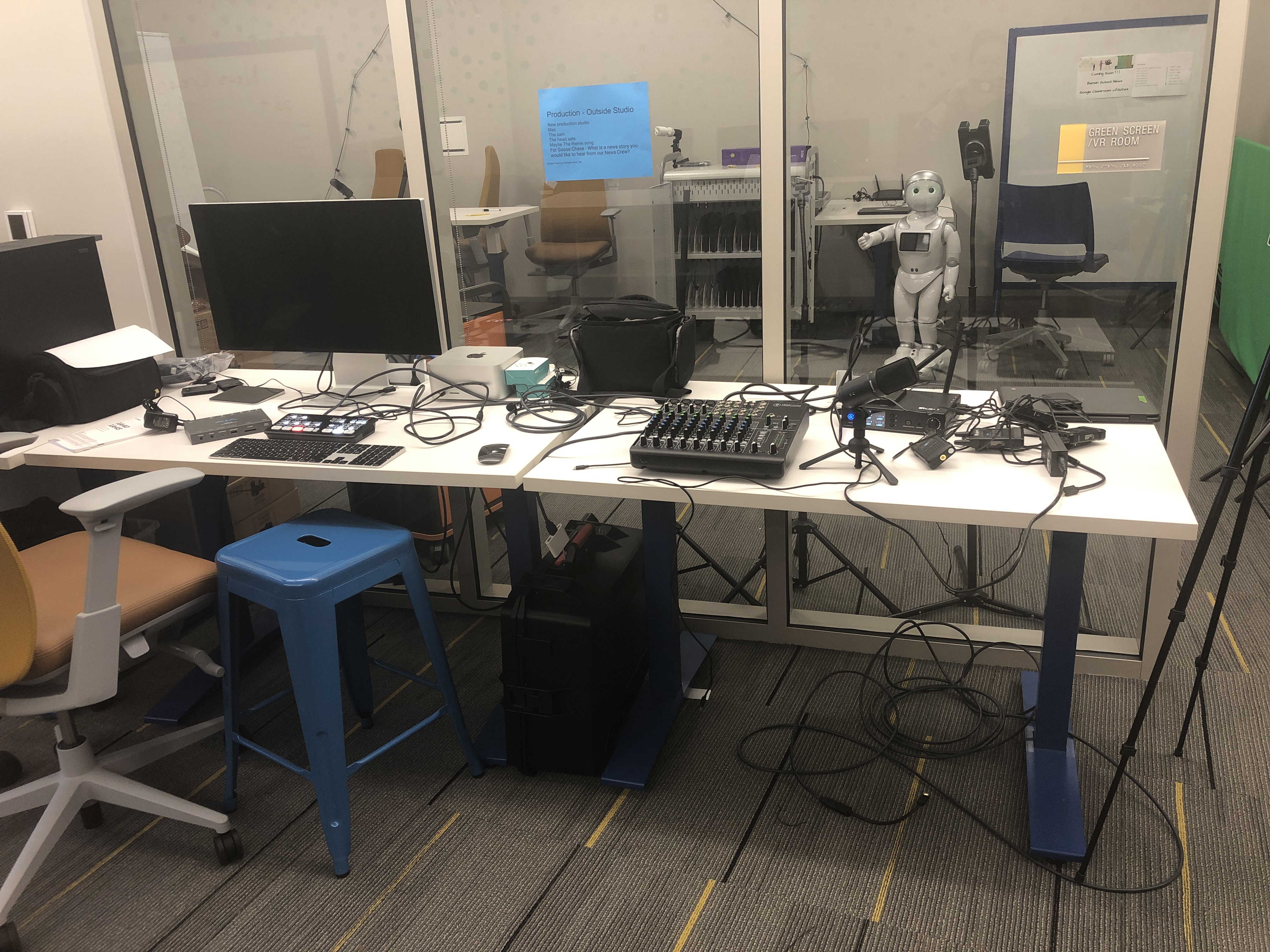 Full display of recording studio for video and audio production