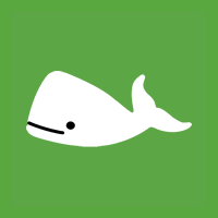 a digital drawing of a small white whale on a green background