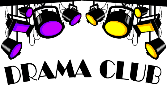 A series of spotlights that alternate colors over the words "DRAMA CLUB"