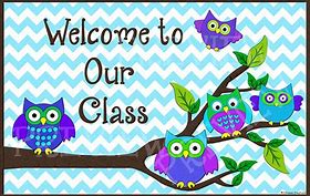 clip art of owls on a tree branch with the caption "Welcome to Our Class"