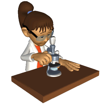 female scientist looking through microscope