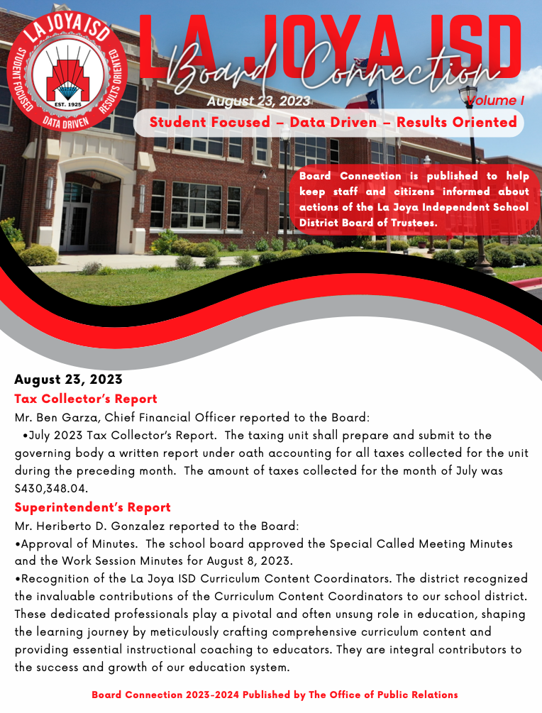 Board Connection Newsletter  09 23 2023
